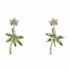 Jewelry * | Holiday In The Sun Palm Tree Embellished Earrings Green