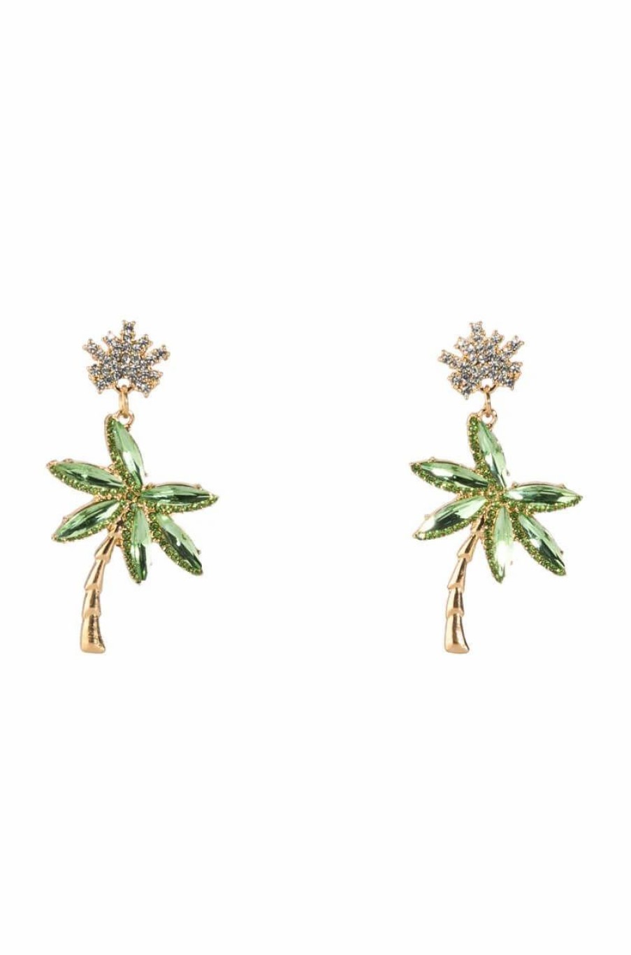 Jewelry * | Holiday In The Sun Palm Tree Embellished Earrings Green