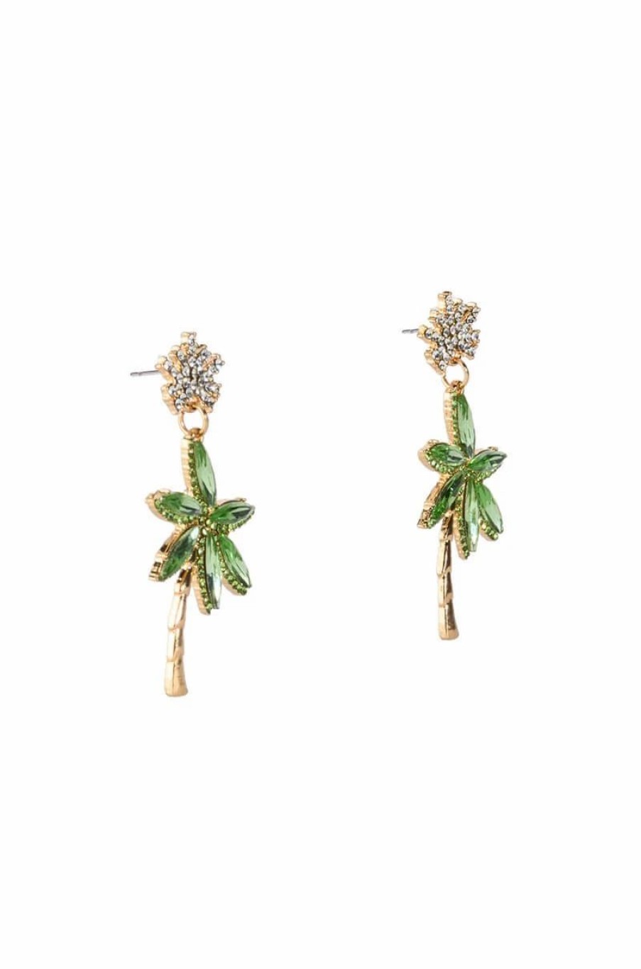 Jewelry * | Holiday In The Sun Palm Tree Embellished Earrings Green