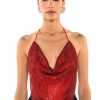 Crop Tops & Bralettes * | Miami On The Line Rhinestone Chainmail Top Red