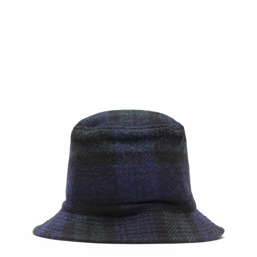 Headwear * | Maharishi Wool High Bucket Hat Black Watch Check