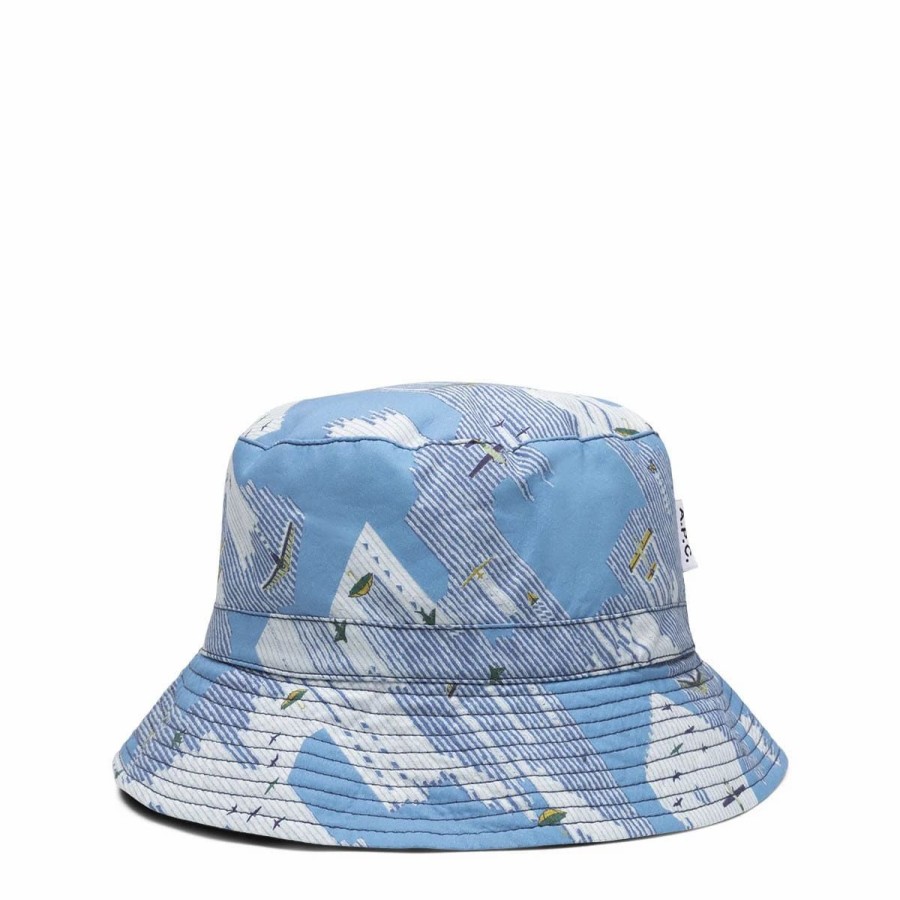 Headwear * | A.P.C. Bob Mark Reversible Bucket Hat Blue