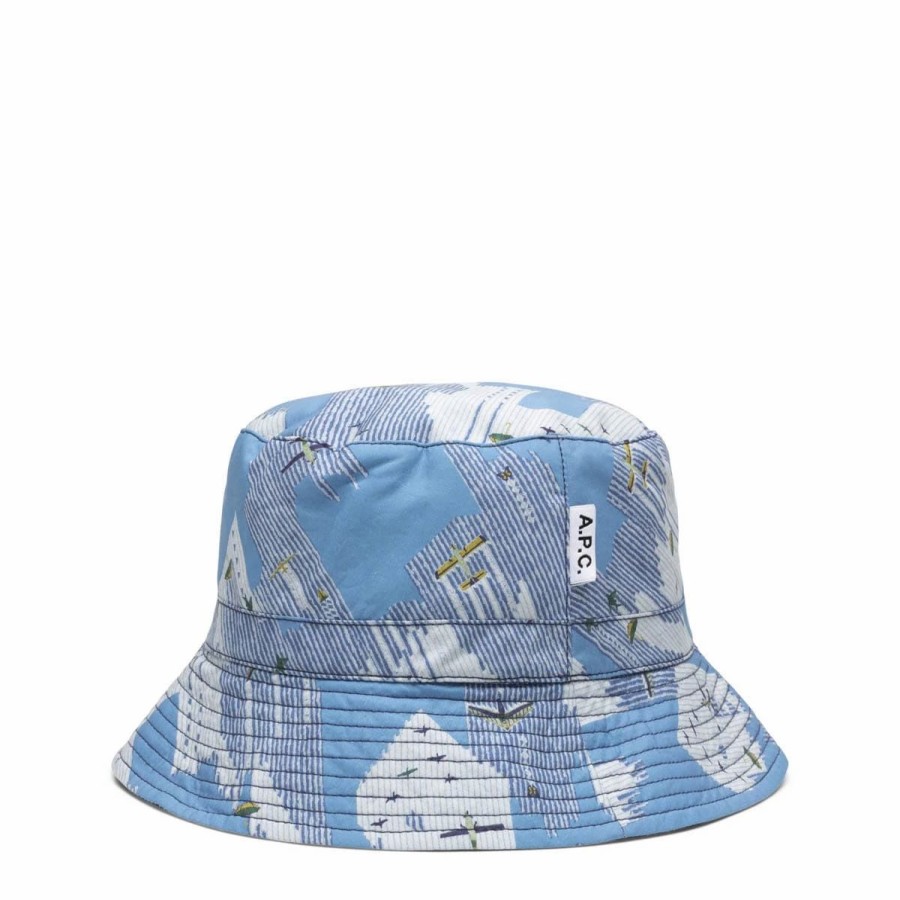 Headwear * | A.P.C. Bob Mark Reversible Bucket Hat Blue