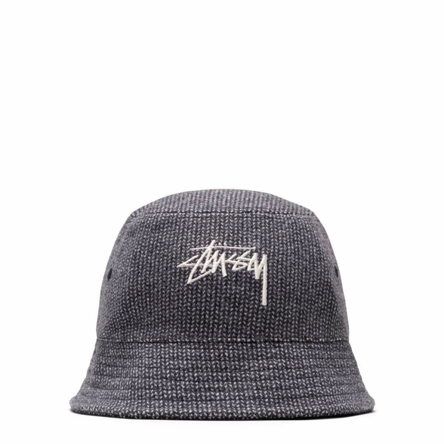 Headwear * | Stussy Zig Zag Stock Bucket Hat Black