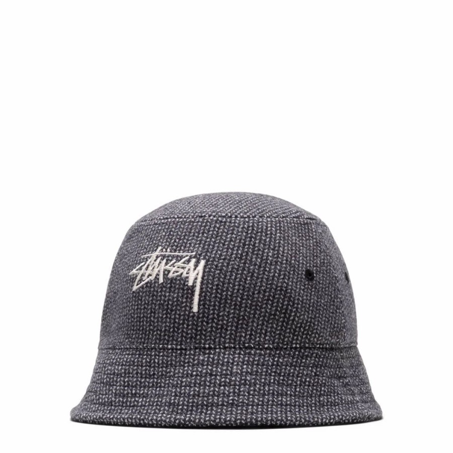 Headwear * | Stussy Zig Zag Stock Bucket Hat Black