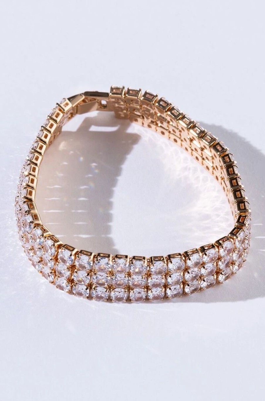 Jewelry * | Iced Out Rhinestone Bracelet Gold