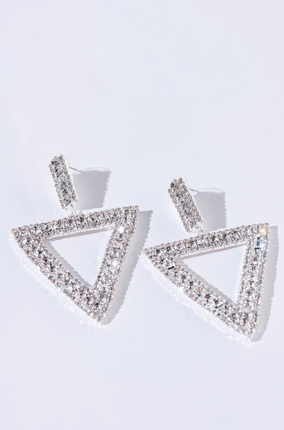 Jewelry * | Royalty Af Rhinestone Earrings Silver