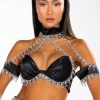 Crop Tops & Bralettes * | Drenched In Diamonds Satin Bra Top Black