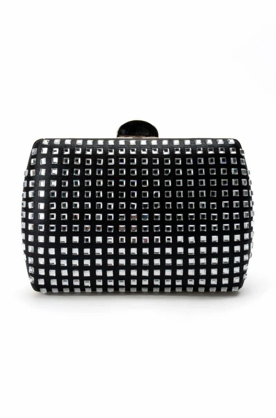 Handbags, Clutches & Wallets * | Check Me Out Square Mirror Clutch Black Silver