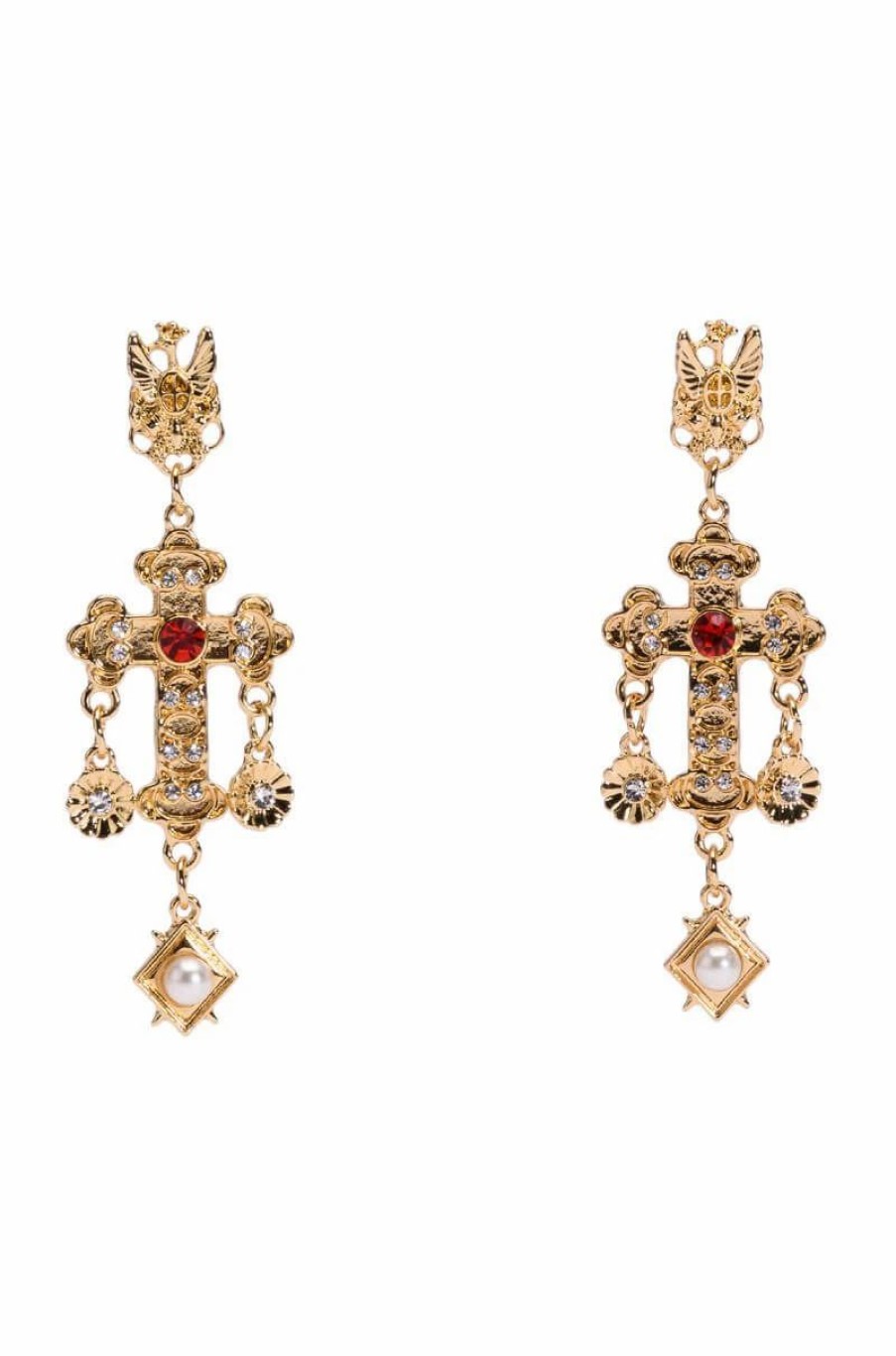 Jewelry * | Cross My Heart Embellished Drop Earrings Gold