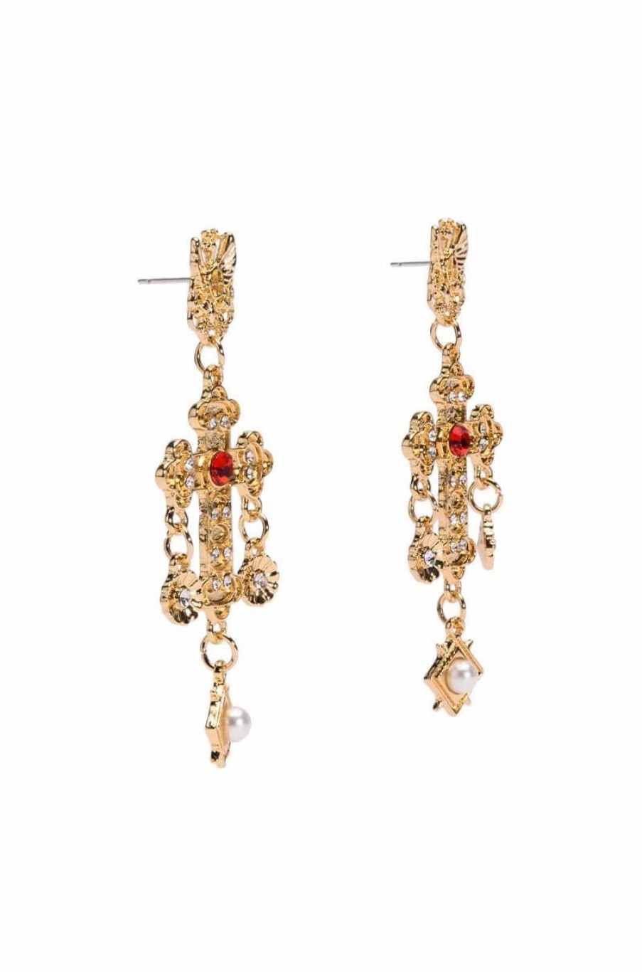 Jewelry * | Cross My Heart Embellished Drop Earrings Gold