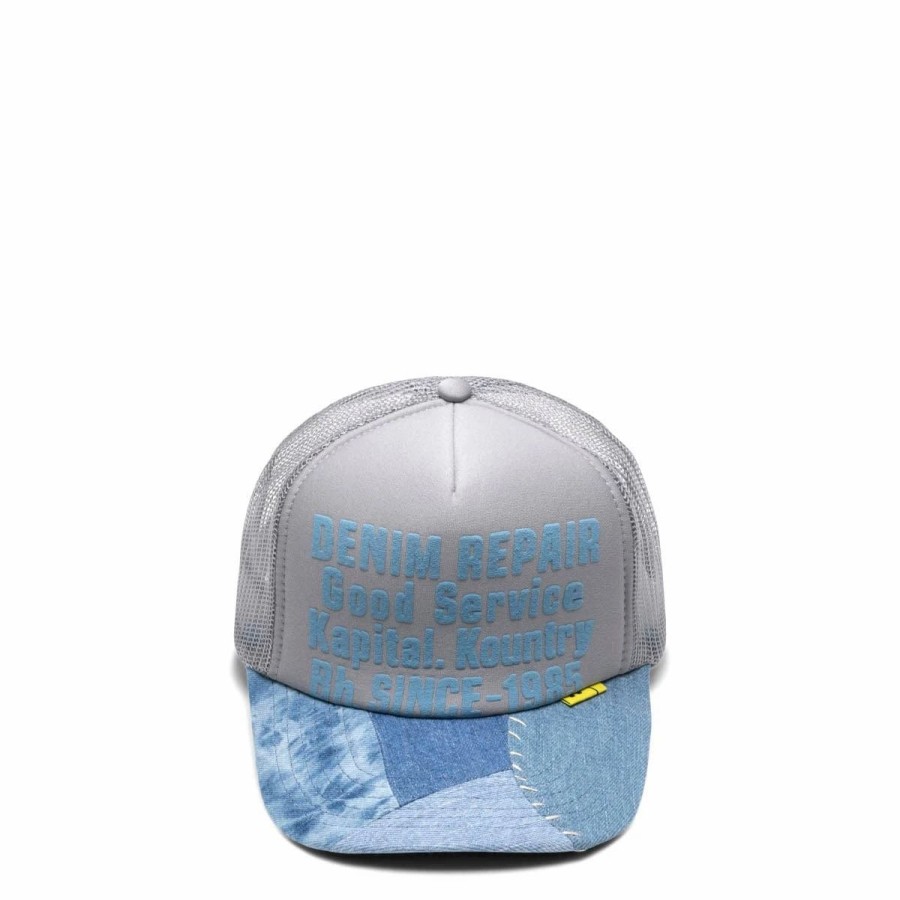 Headwear * | Kapital Denim Repair Service Denim-Reconstruct Trucker Cap Gray