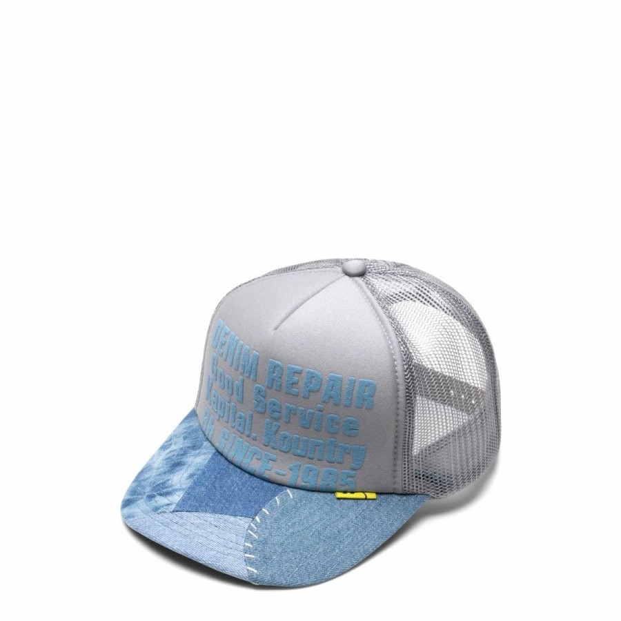 Headwear * | Kapital Denim Repair Service Denim-Reconstruct Trucker Cap Gray