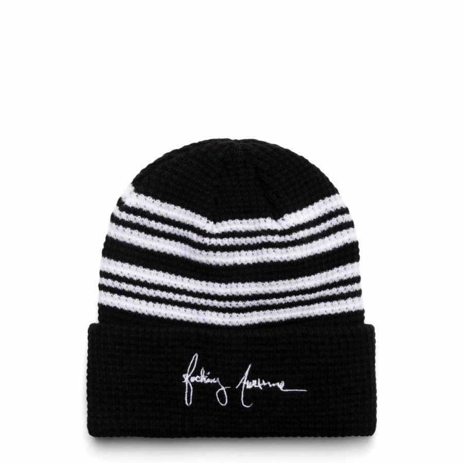 Headwear * | Fucking Awesome Cursive Waffle Cuff Beanie Black