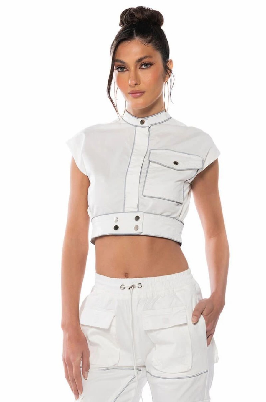 Crop Tops & Bralettes * | Destination Cropped Cargo Top Ivory