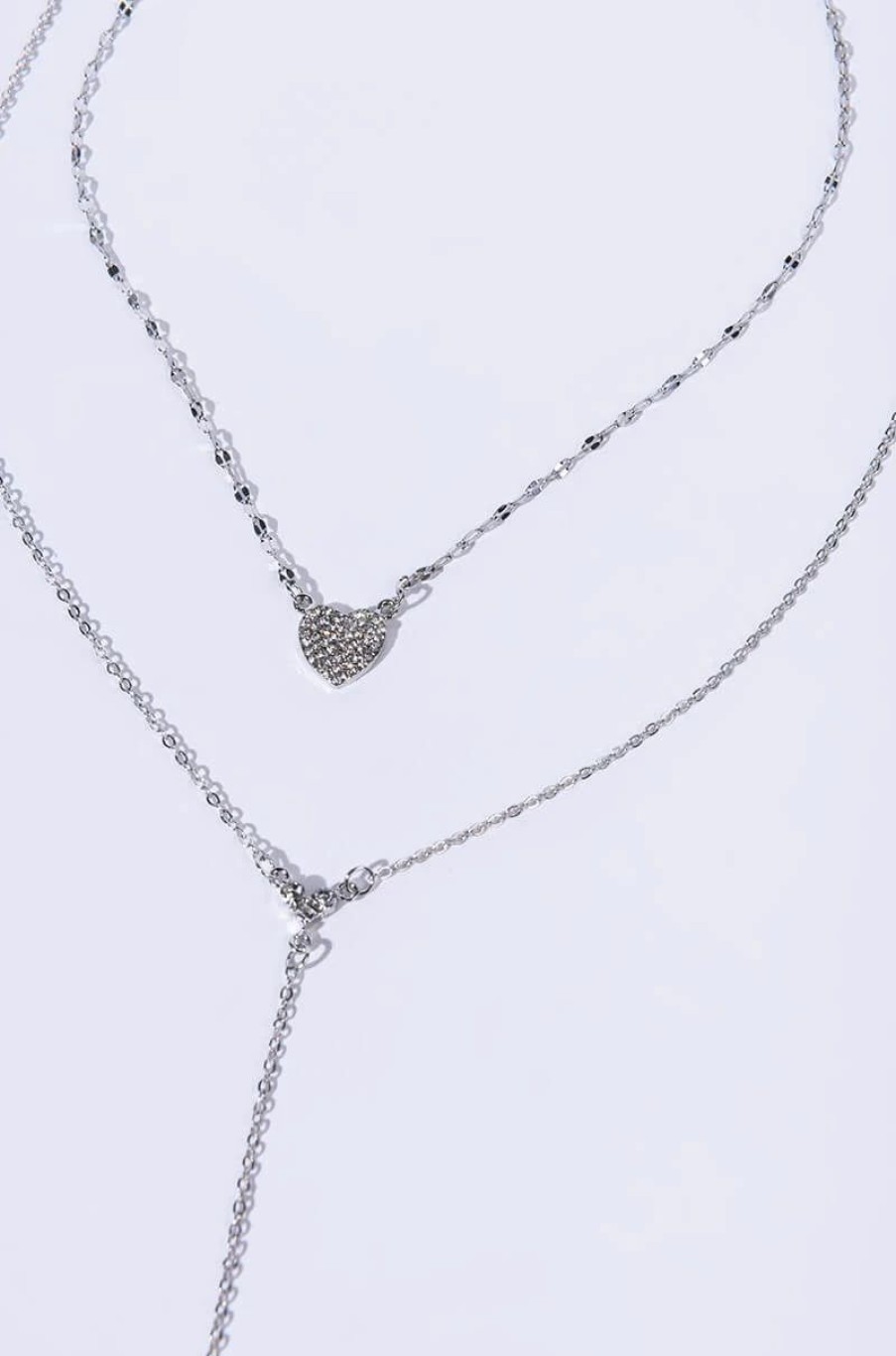 Jewelry * | How Ya Feel'N Pave Rhinestone Necklace Set Silver