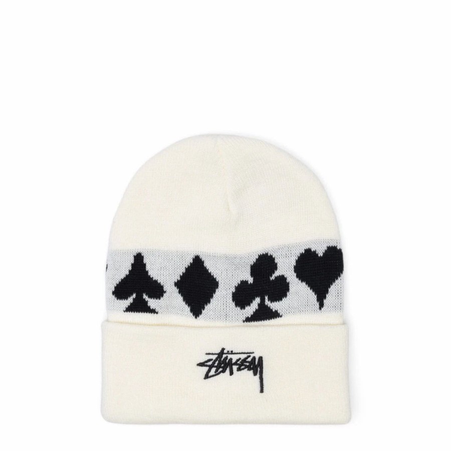 Headwear * | Stussy Full Suit Jacquard Cuff Beanie White