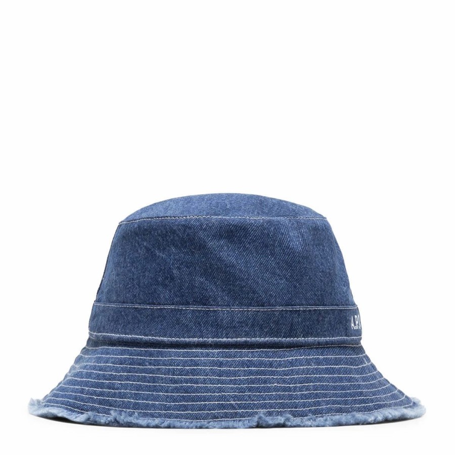 Headwear * | A.P.C. Bob Mark Vacances Bucket Hat Washed Indigo