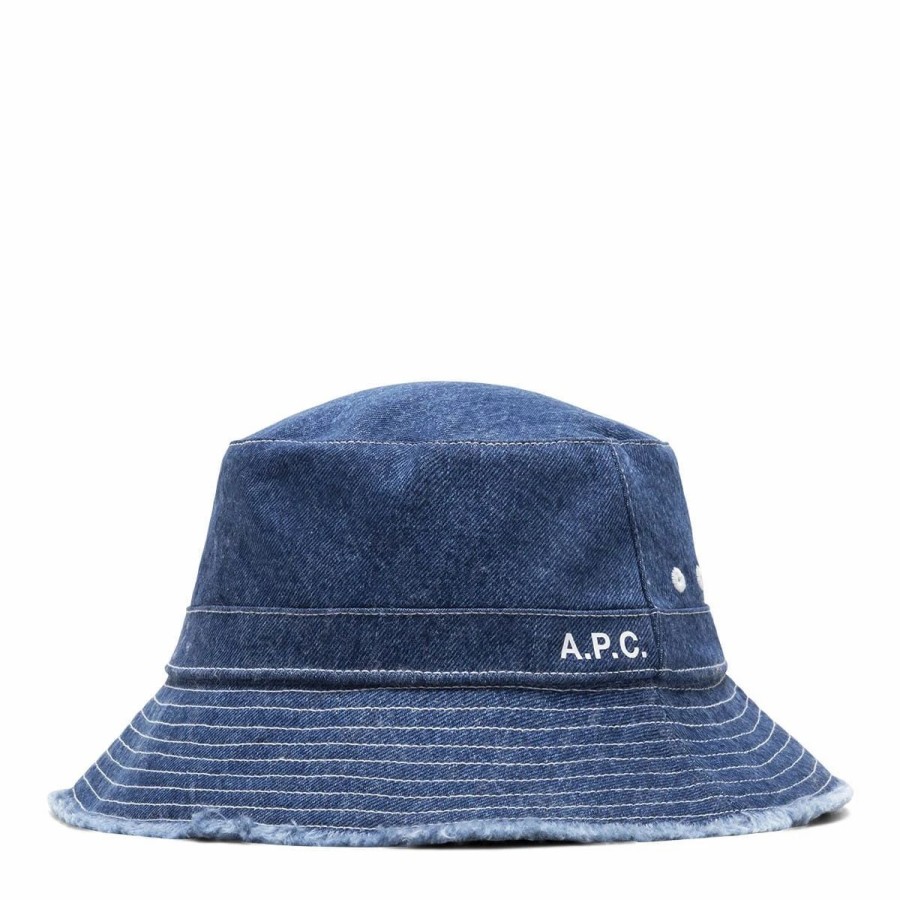 Headwear * | A.P.C. Bob Mark Vacances Bucket Hat Washed Indigo