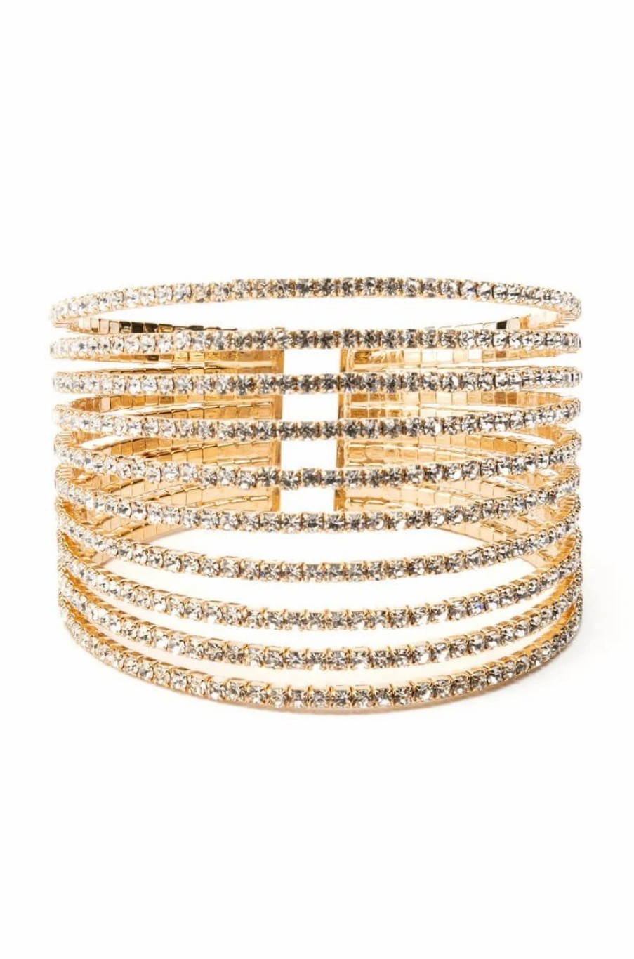 Jewelry * | Catch Your Eye Icy Rhinestone Cuff Gold