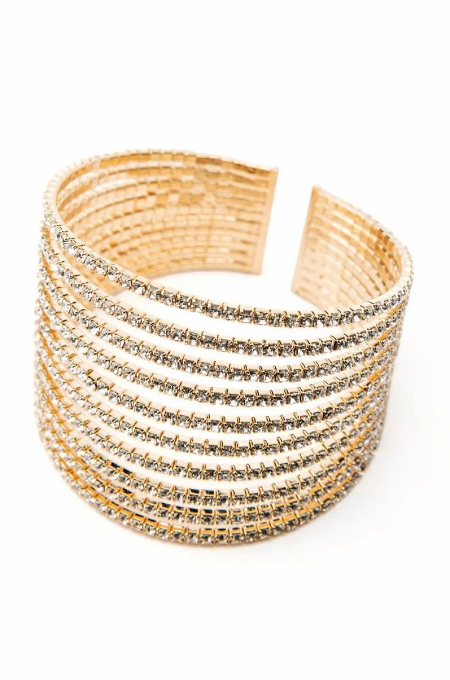 Jewelry * | Catch Your Eye Icy Rhinestone Cuff Gold