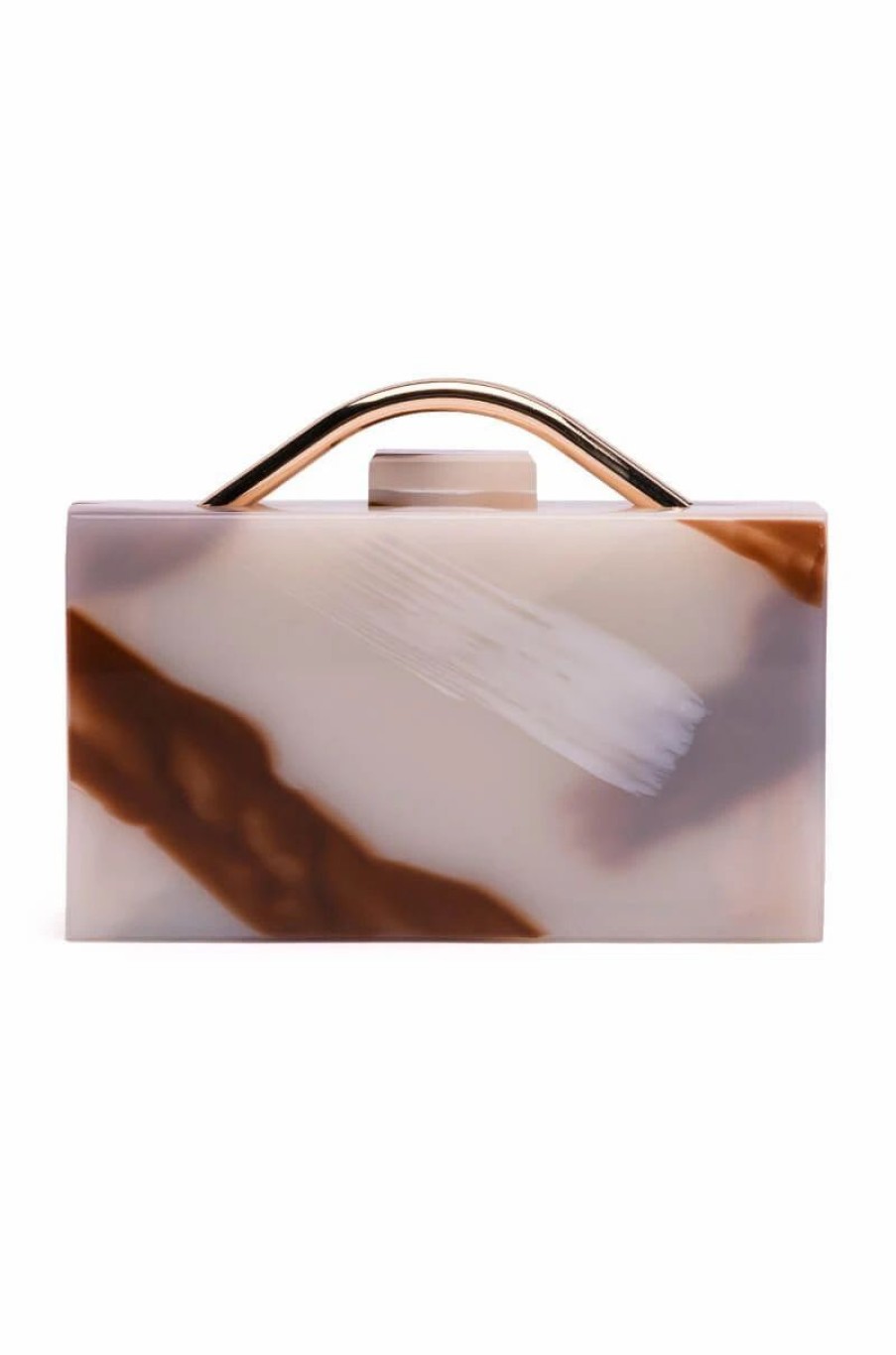 Handbags, Clutches & Wallets * | Devoted Pvc Box Clutch Tan