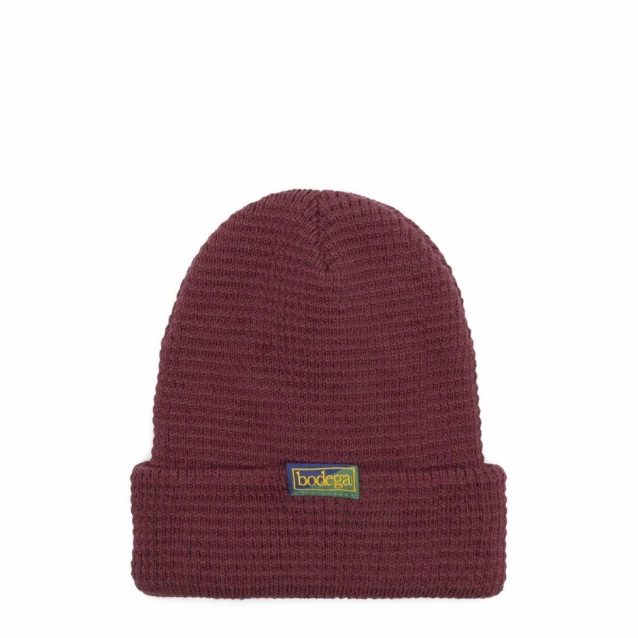 Headwear * | Bodega X Druthers Waffle Beanie Burgundy