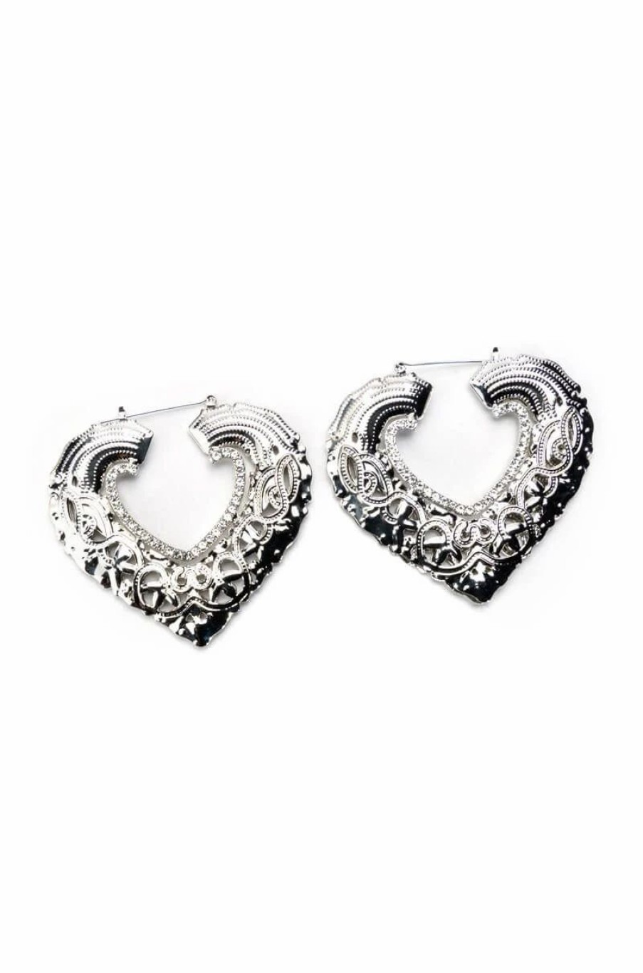 Jewelry * | Take It From Me Heart Hoops Silver