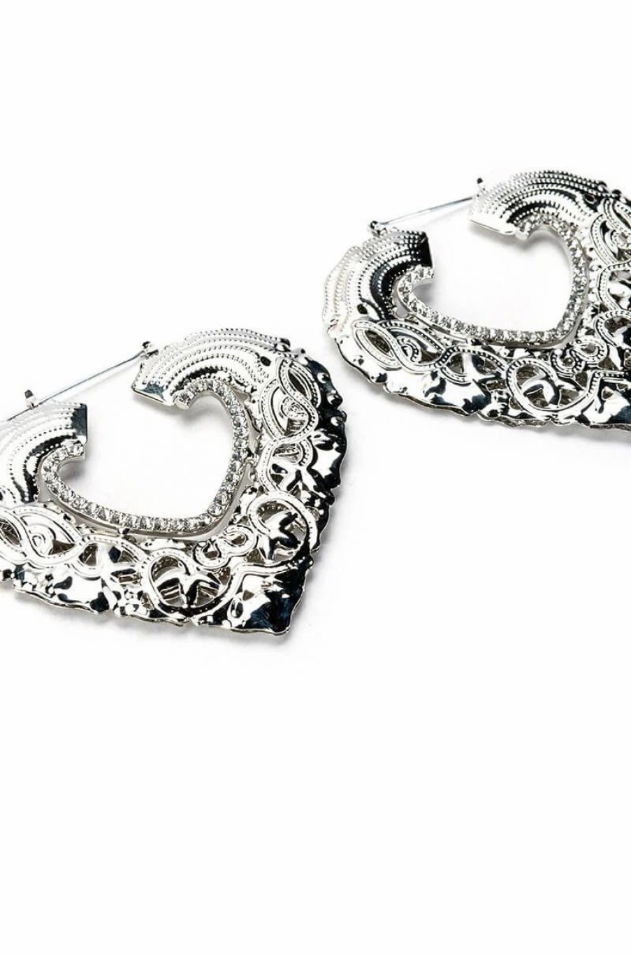 Jewelry * | Take It From Me Heart Hoops Silver