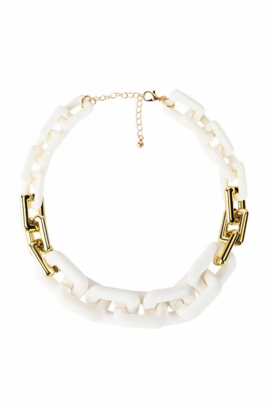 Jewelry * | Lets Link Two Tone Chain Necklace White