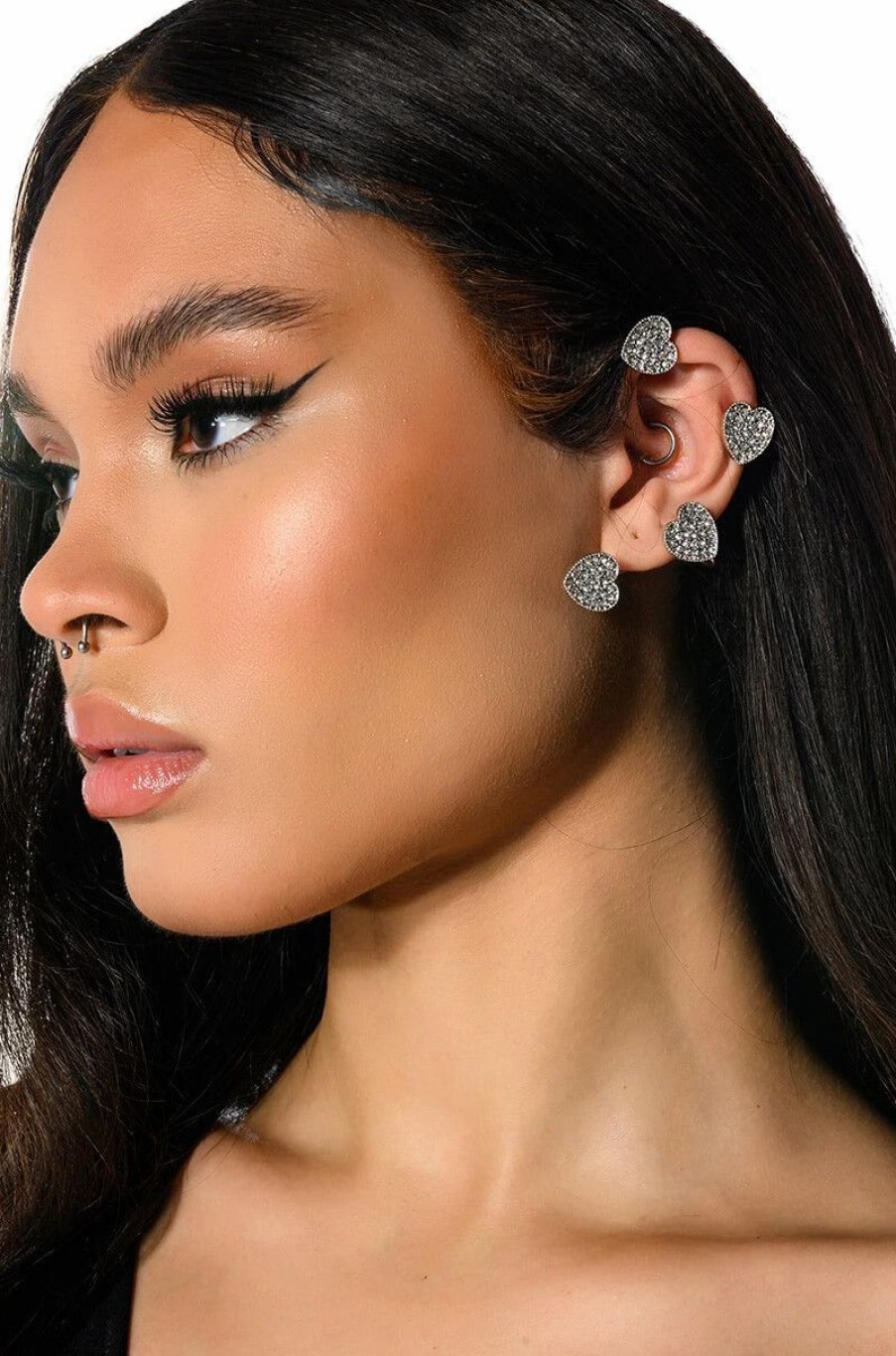 Jewelry * | Hear The Love Embellished Ear Cuff Silver