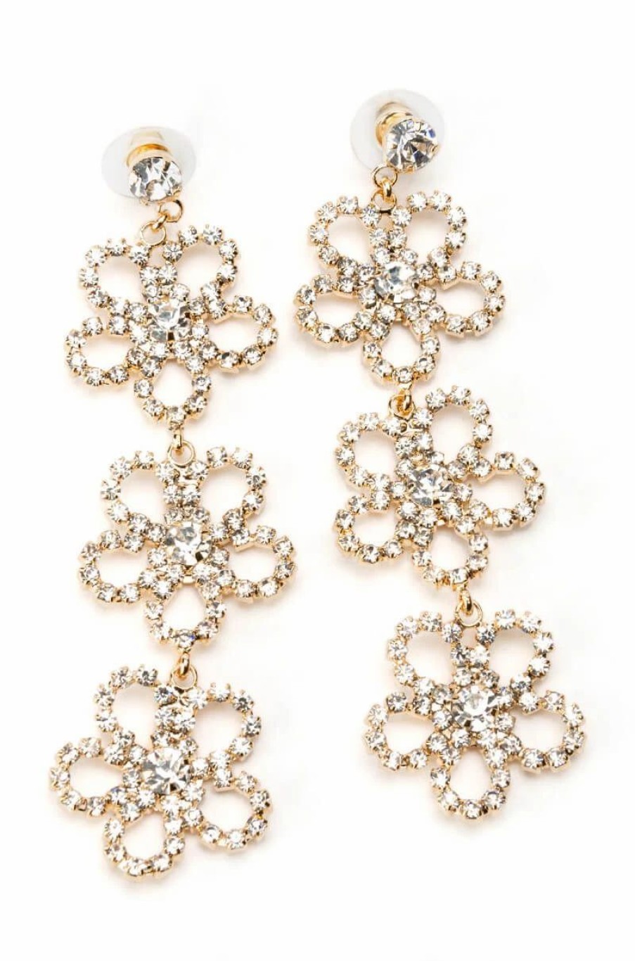 Jewelry * | Daisy Love Rhinestone Dangle Earrings Gold