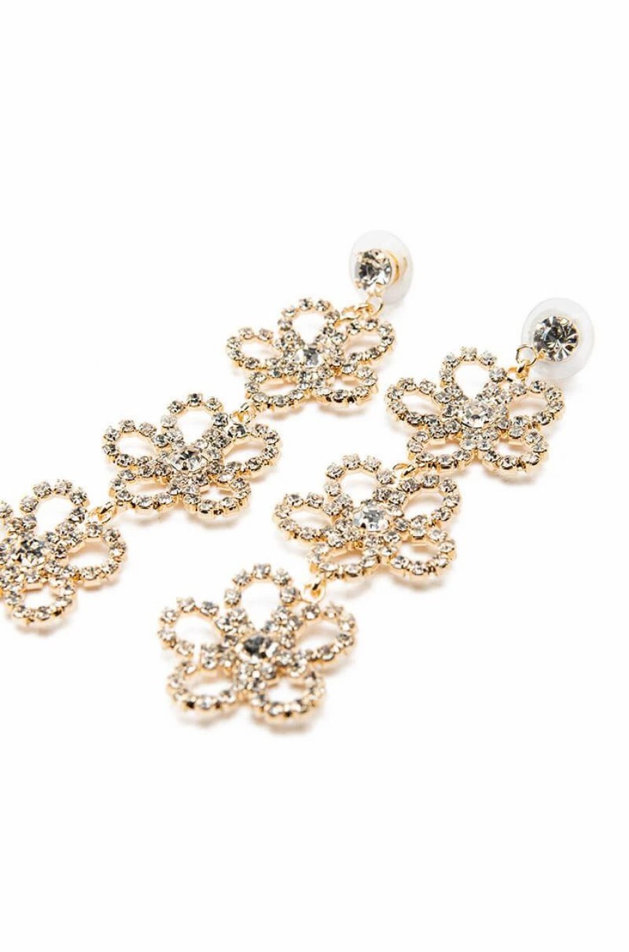 Jewelry * | Daisy Love Rhinestone Dangle Earrings Gold