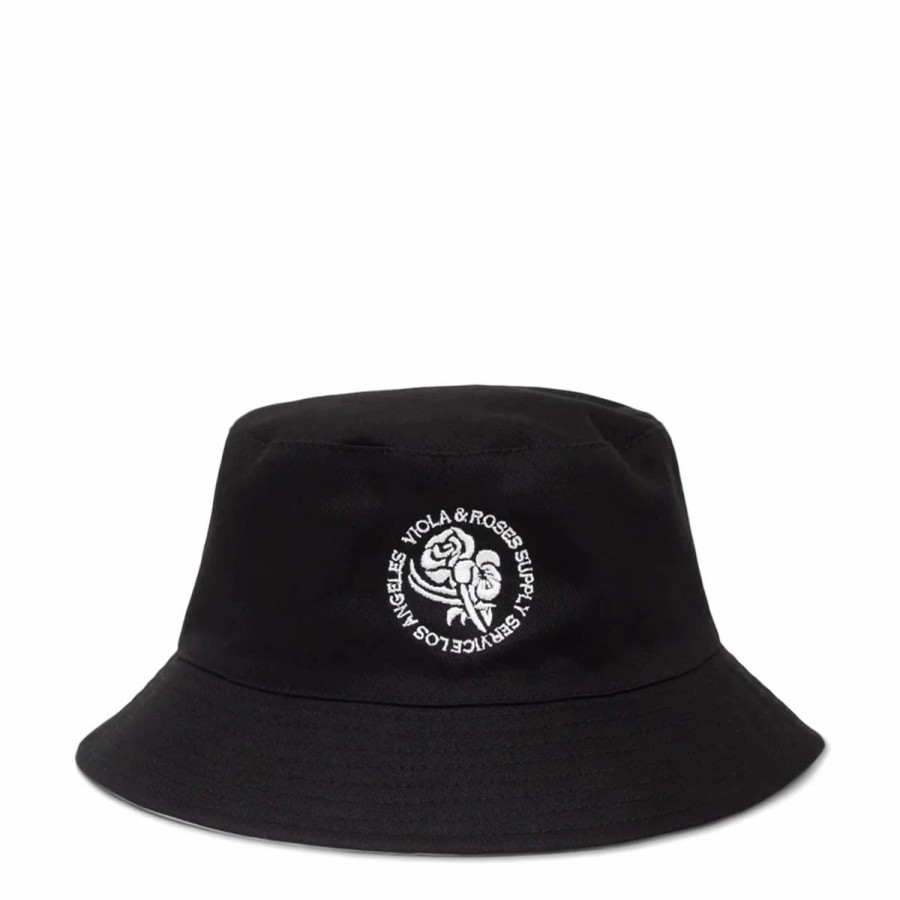 Headwear * | Viola And Roses Reversible Bucket Hat Black