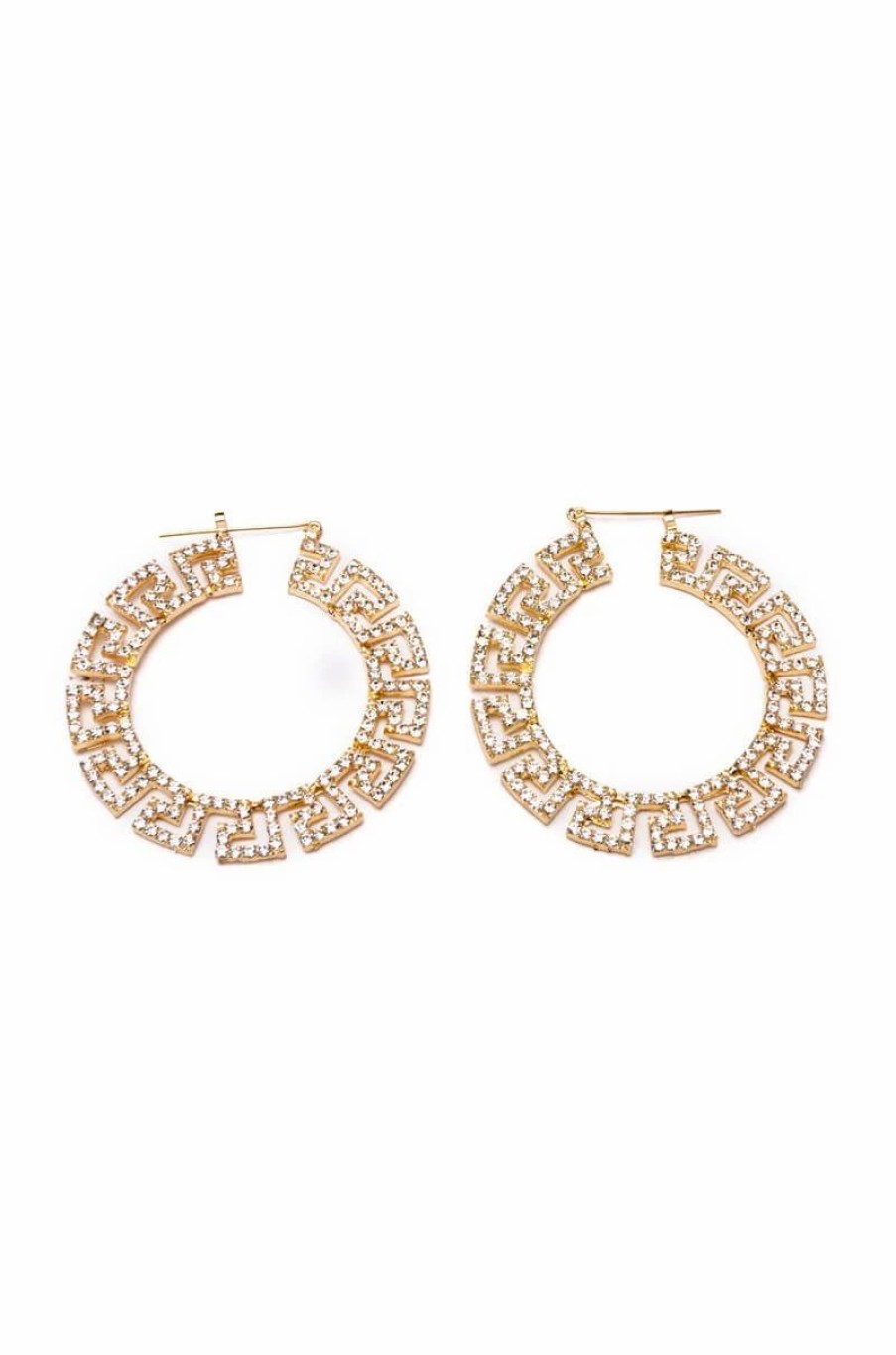 Jewelry * | Work Of Art Embellished Hoop Earrings Gold