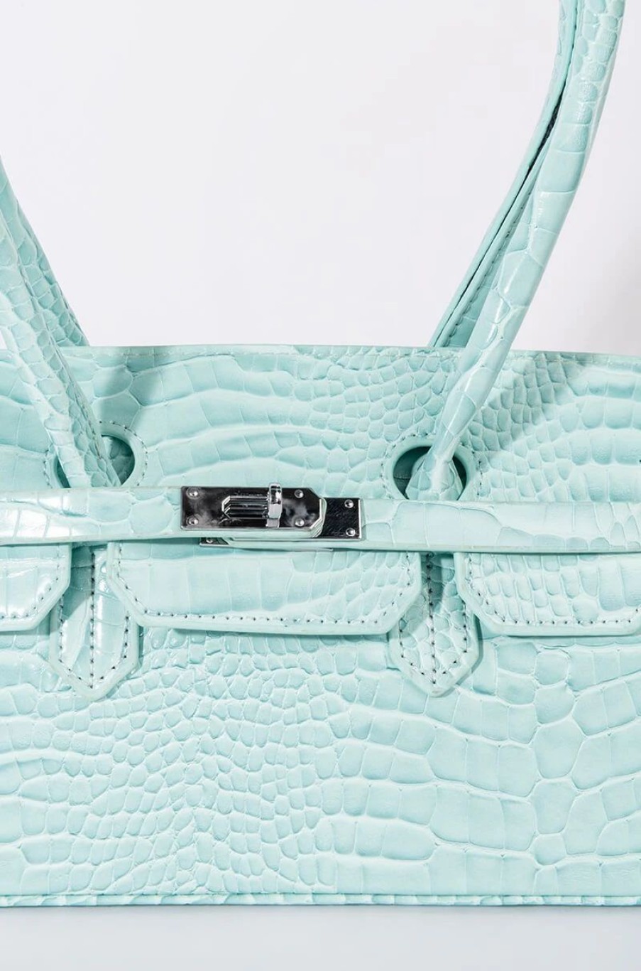 Handbags, Clutches & Wallets * | Blue Dreams Croc Purse Light Blue