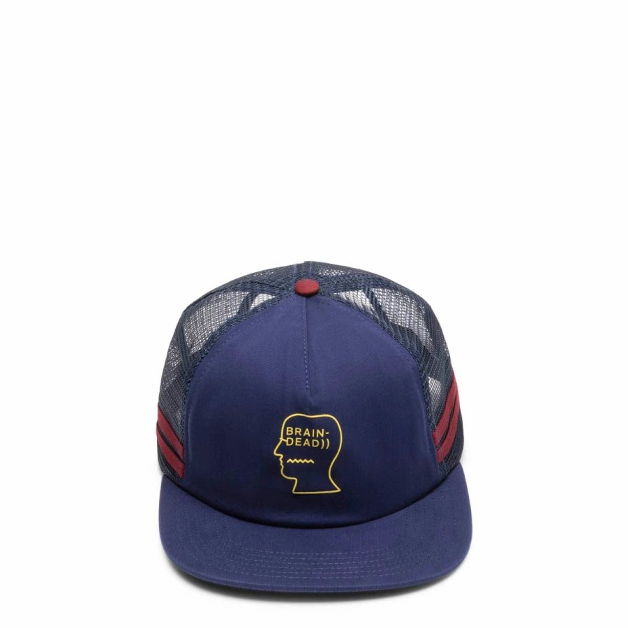 Headwear * | Brain Dead Logohead 5 Panel Trucker Cap Navy