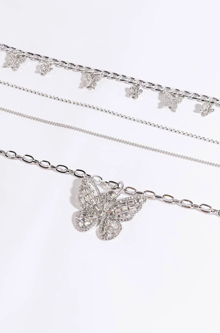 Jewelry * | Social Butterfly Necklace Set Silver