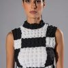 Crop Tops & Bralettes * | Met You San Francisco Colorblock Sleeveless Puff Crop Top White Black