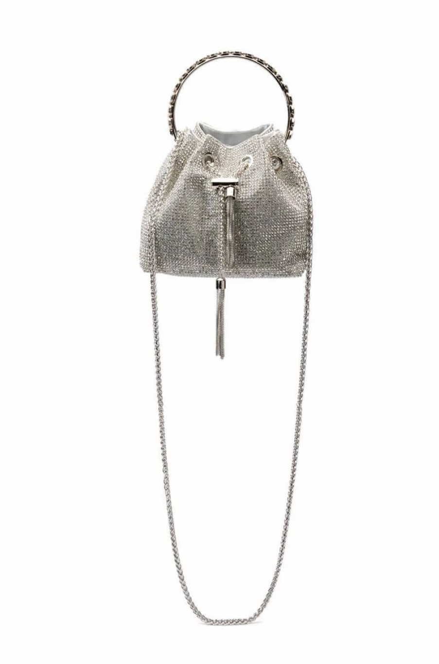 Handbags, Clutches & Wallets * | Cadence Embellished Bucket Bag Silver