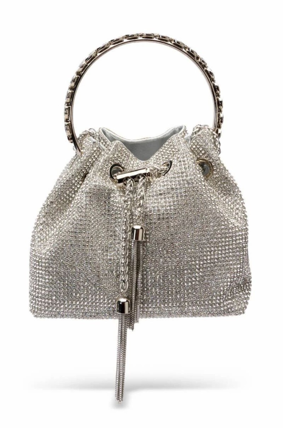 Handbags, Clutches & Wallets * | Cadence Embellished Bucket Bag Silver