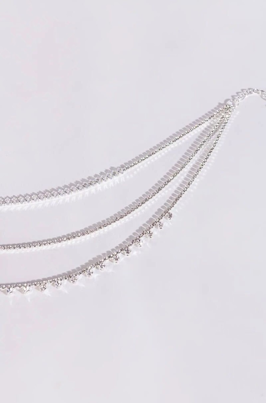 Jewelry * | Big Miss Rhinestone Choker Set Silver