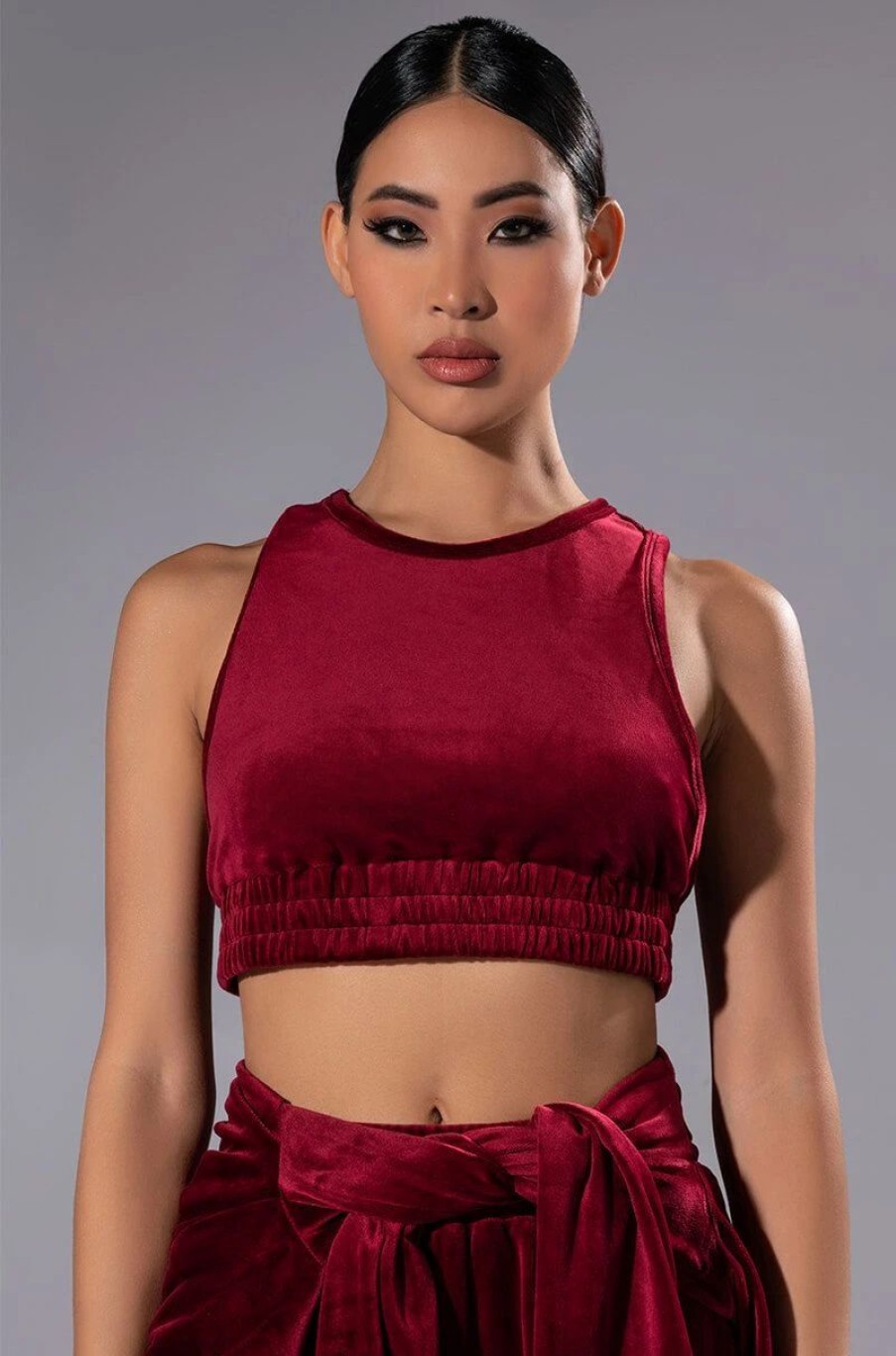 Crop Tops & Bralettes * | Gretchen Cropped Tank Top Dark Red