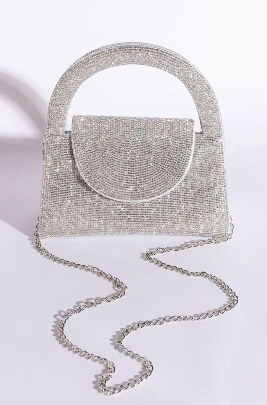 Handbags, Clutches & Wallets * | Saturday Night Fever Rhinestone Bag Silver