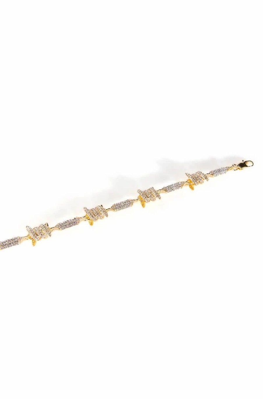 Jewelry * | Keep Your Distance Barbed Wire Rhinestone Choker Gold