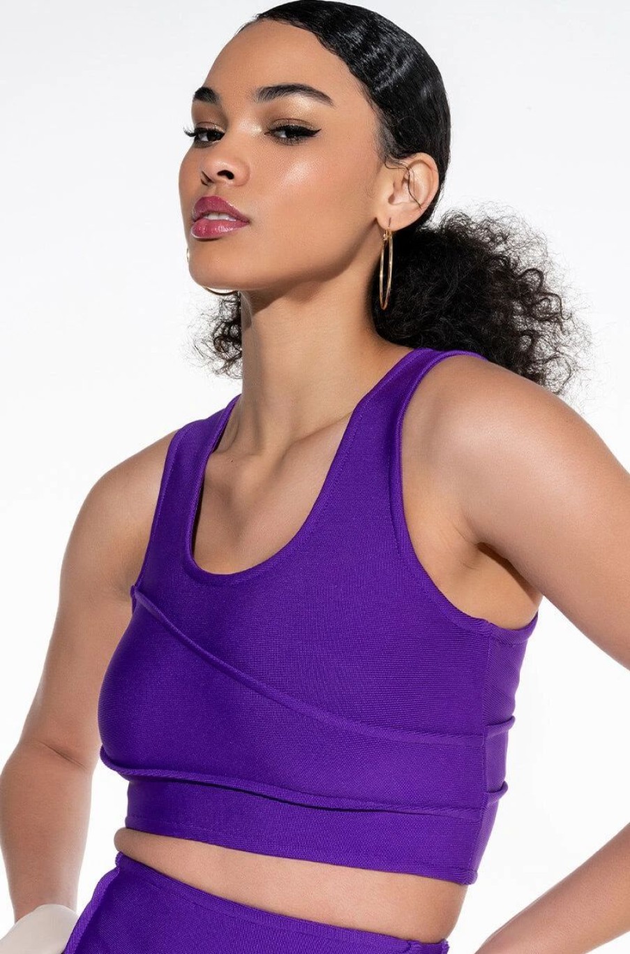 Crop Tops & Bralettes * | Theia Crop Bandage Tank Purple