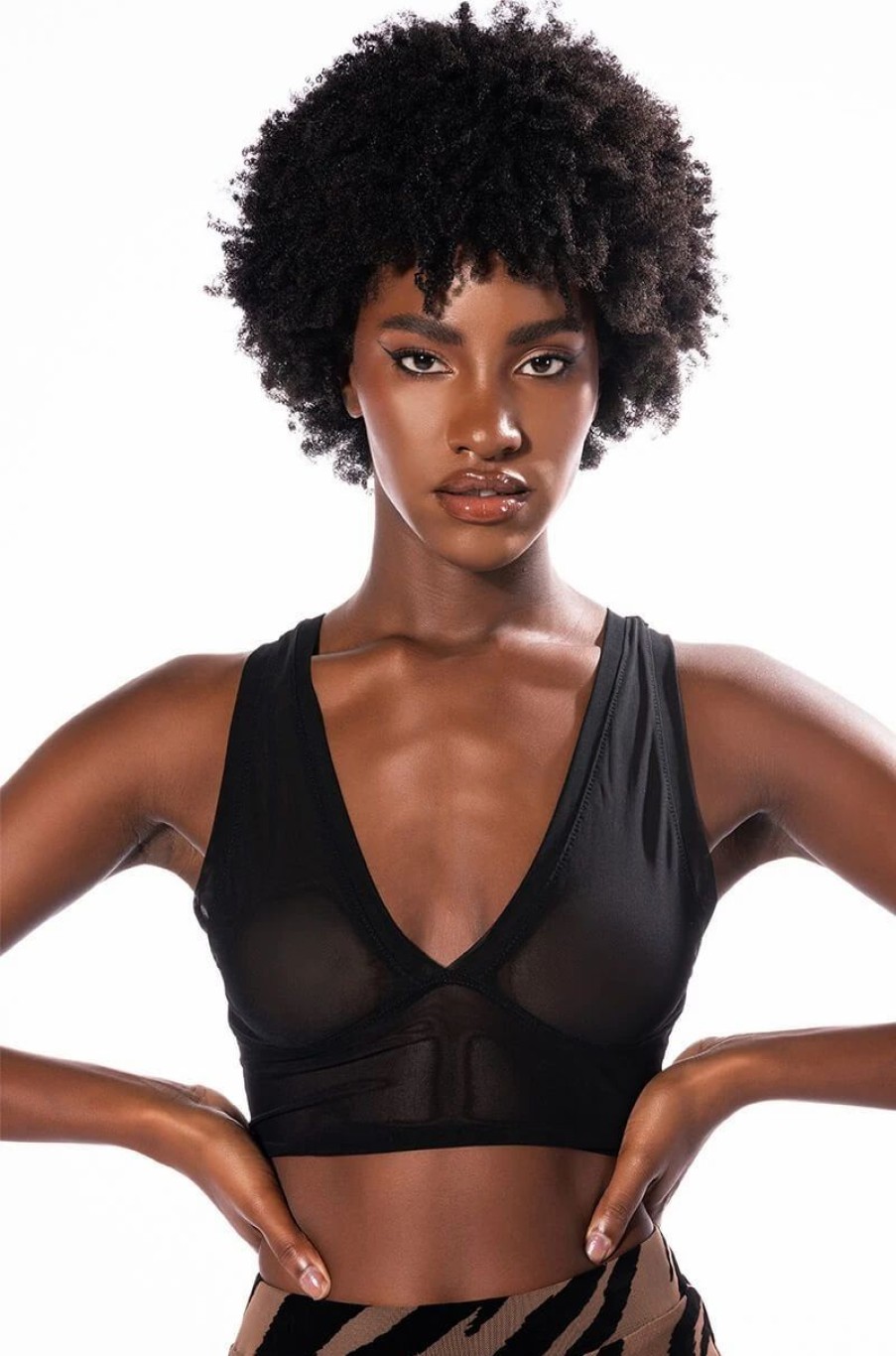 Crop Tops & Bralettes * | Easy Going Mesh Deep V Bra Top