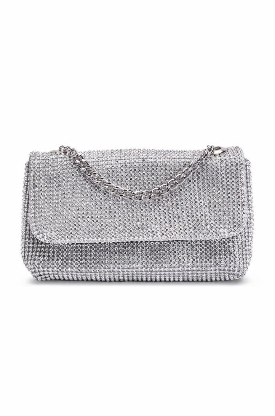 Handbags, Clutches & Wallets * | Checked Out Rhinestone Fanny Pack Silver