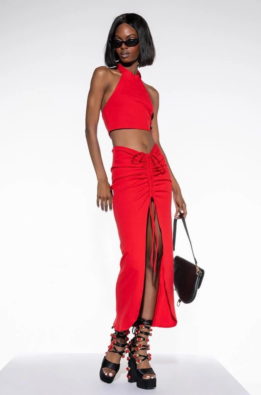 Crop Tops & Bralettes * | Take It To The Limit Ribbed Tie Top Red