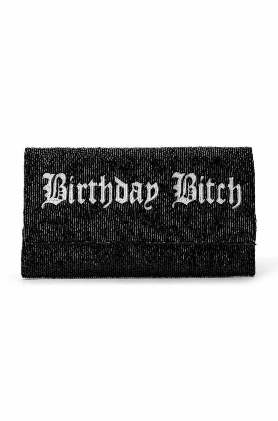 Handbags, Clutches & Wallets * | Birthday Bitch Beaded Clutch Black